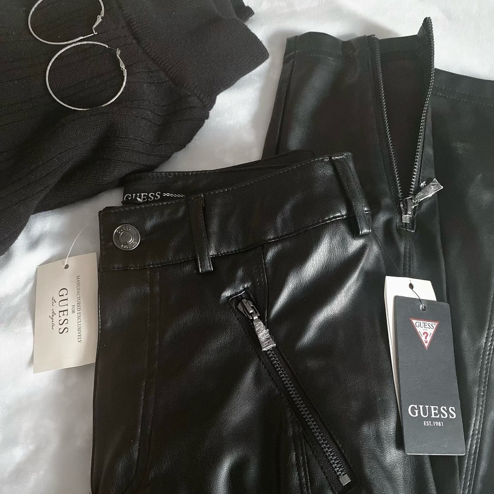 Guess black faux leather pants